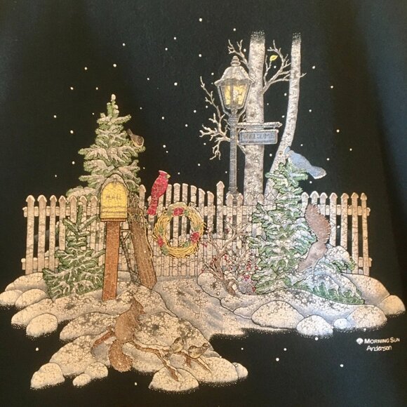 VTG 90s Ugly Christmas Sweatshirt Cardinals Blue Jays Chickadees Birder Grandma - Picture 1 of 7